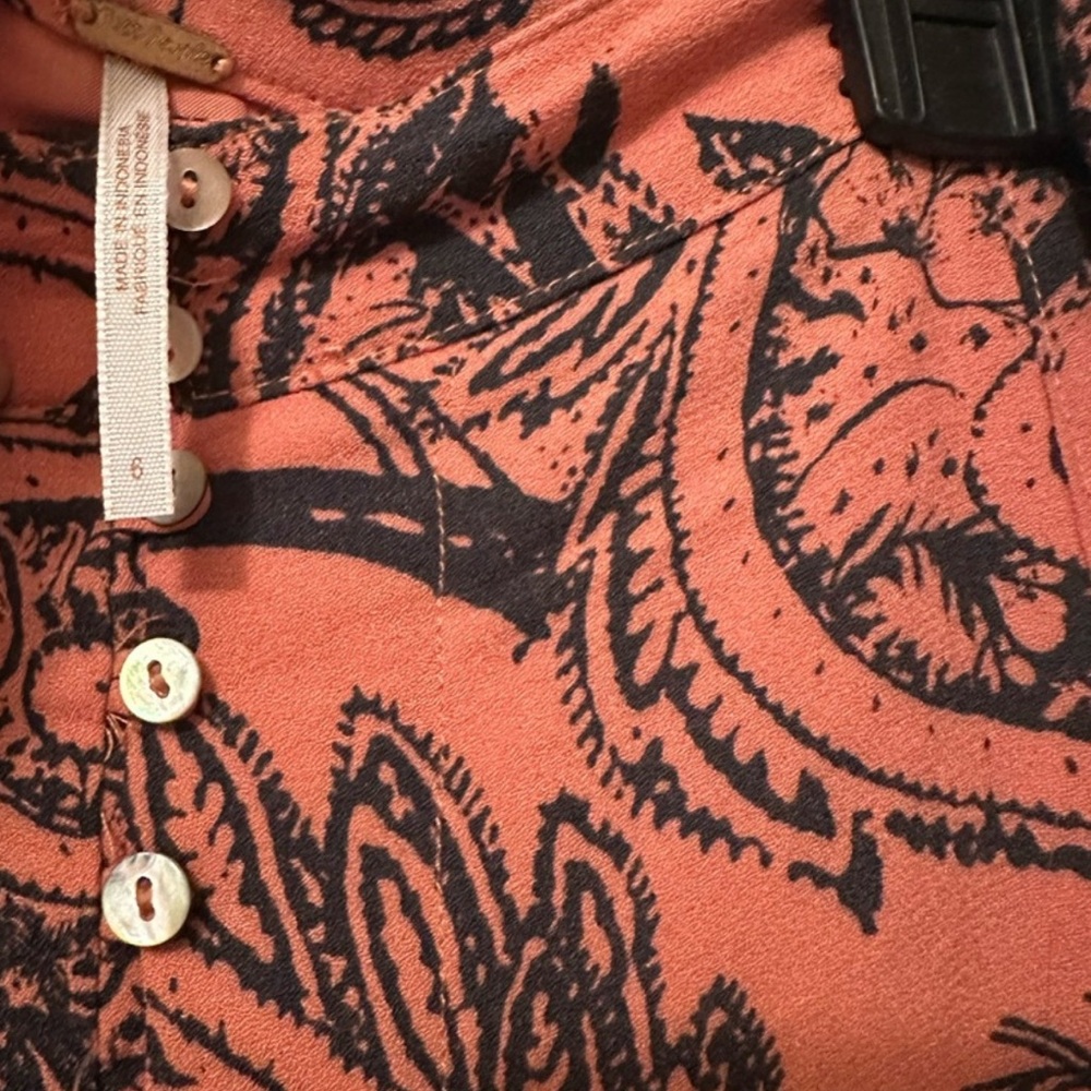 Free People orange - pink with grey patterned maxi skirt Renaissance Juliet - Picture 4 of 8